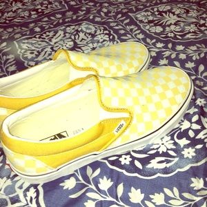 Yellow and white checkered vans